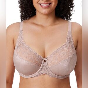 Delimira Women’s Plus Size Minimizer Lace‎ Bra Size 46E